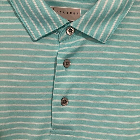 Pga Tour Golf Polo Shirt Men's Size M Color Blue Curacao Htr - Picture 5 of 9